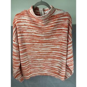 NINE WEST XL Orange & White Variegated Funnel Neck Drop Shouler Sweater